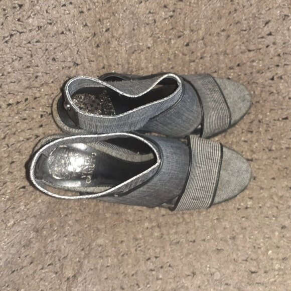 VINCE CAMUTO-Madalisa-Espadrille Platform Wedge-Black/White Textile-Sz 9.5-NM - Picture 6 of 7